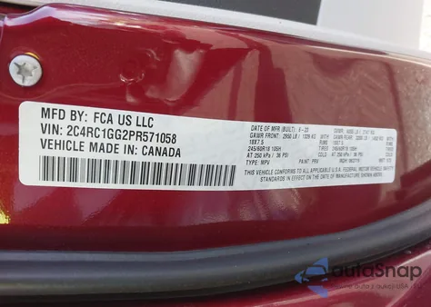 2023 Chrysler Pacifica Limited from USA, damaged, VIN 2C4RC1GG2PR571058